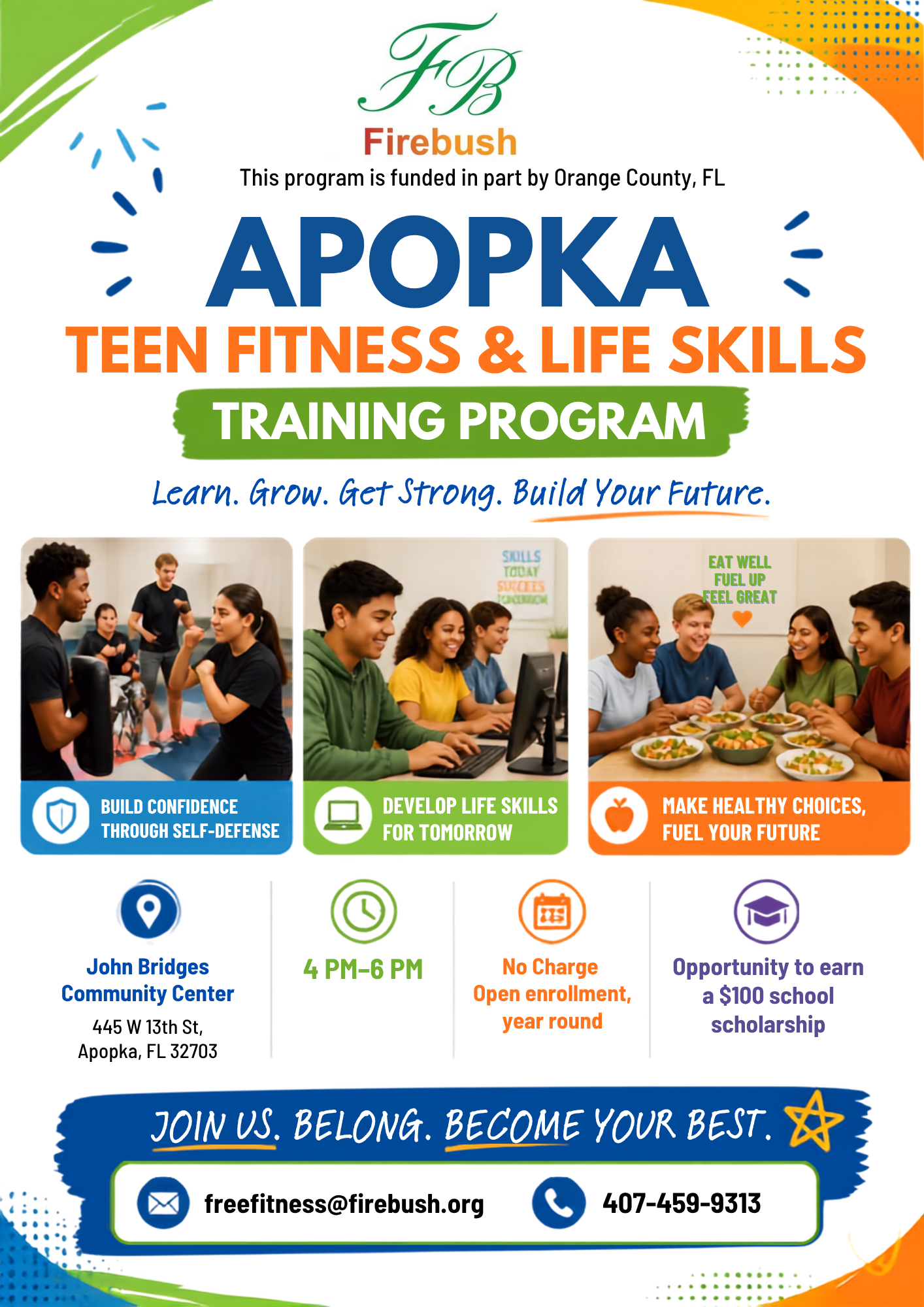 Firebush Apopka Teen Fitness & Life Skills Training Program flyer